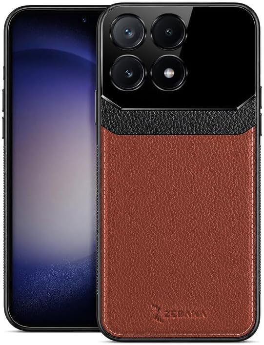 Zebana Xiaomi Poco X6 Pro 5G ile Uyumlu Kılıf Zebana Lens Deri Kılıf Kahverengi