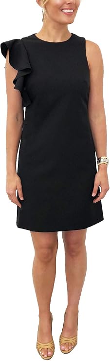Julia Jordan Women's Ruffled Sleeveless Mini Sheath Dress, Black, 8