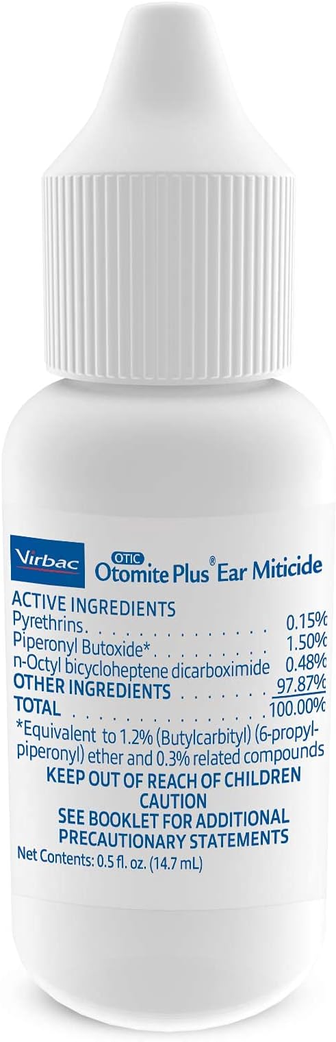 Virbac OTOMITE PLUS Ear Miticide | Ear Mite Treatment for Dogs and Cats