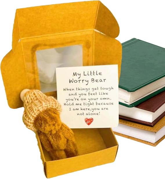 Mini Bears Bear Stuffed Animal in Box | Handmade Toy with Inspirational Card Pocket Little Care Shower for Mother Children Valentine's Day Christmas