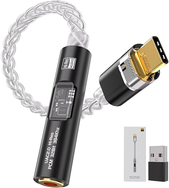 ZVGMOOE USB C to 3.5mm Audio Adapter, Dual DAC HiFi Amplifier