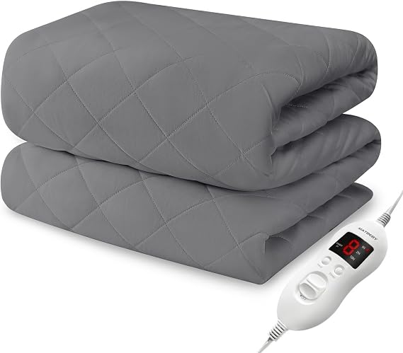 Heated Mattress Pad Full Size, Electric Mattress Pad Cover w/Single Control 8 Heating Settings, Bed Warmer w/ 4 Auto Shut Off Settings, UL Certified, Deep Pocket, Machine Washable, Dark Grey