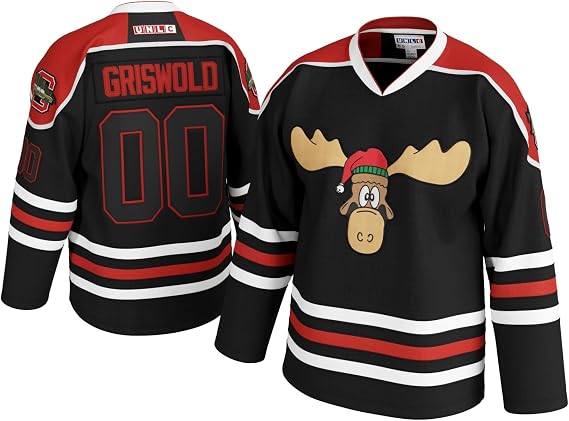 Griswold Moose Youth Clark #00 Hockey JerseyX-Mas Vacation Stitched Letters & Numbers,Fan Apparel, Polyester, Kids S-XL