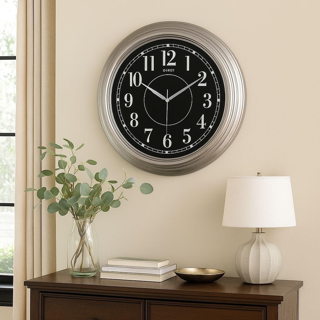Galaxy Premium Series Classic Design Silent Mechanism Latin Digit 55cm Wall Clock Grey-Black