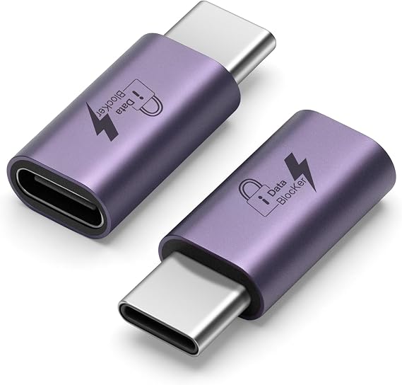 USB-C to C Data Blocker(2 Pack), Anti Juice Jacking, for Charge Only, Support up to 140W PD Charging-Purple