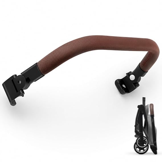 Foldable Bumper Bar Compatible with AER& Dot Stroller-One-Hand Open Armrest- Easy Installation-Textured Leather Finish(Mocha Brown)