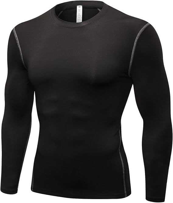 Men's Compression Shirts Long Sleeve Athletic T-Shirts Workout Running Tops Quick Dry Baselayer Undershirts for Football