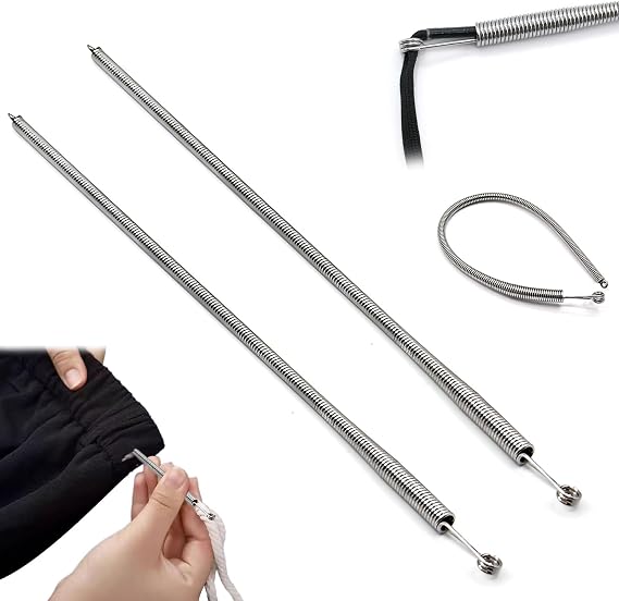 TECHPLUS 2PCS Spring Drawstring Threader Tool Versatile Elastic Band, Lace, and Cord Insertion Solution for Pants, Sweatpants, Shorts, and Hoodies Sewing Craft Essential