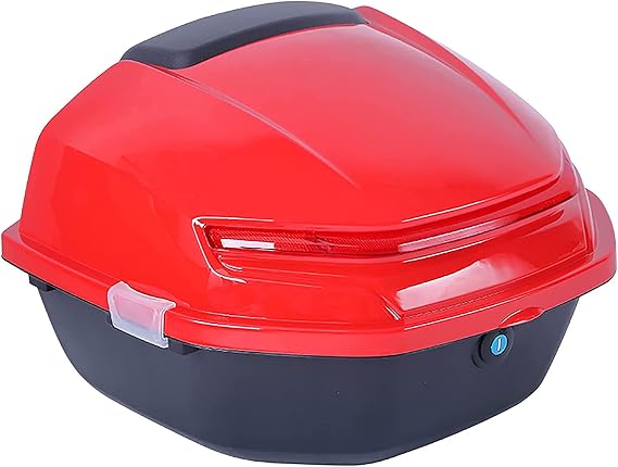 LJYT Universal Motorcycle Tour Tail Box,Trunk Tail Box, Helmet Luggage Storage,with Mounting Hardware, Storage Trunk with Lock, for Scooter/Motorcycle/Moped Back. (Color : Red)
