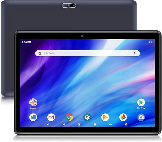PRITOM Tablet 10 inch, 64GB, Tablet Android, HD IPS Screen, 6000mAh, Black