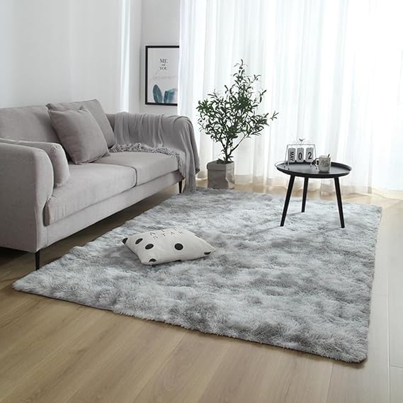Area Rugs, Soft Fluffy Shaggy Bedroom Living Room Rug High Pile Modern Fluffy Non-Slip Rugs, Home Decor (Light Gray,120 * 160cm)