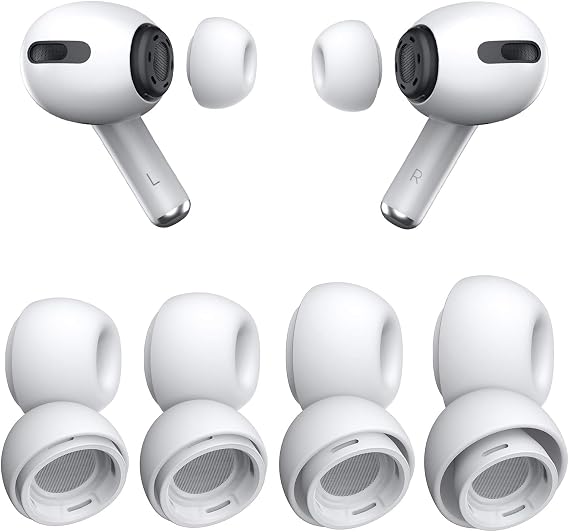 4 Pairs Replacement Eartips for Airpods Pro/Airpods Pro 2nd Generation with Built-in Noise Reduction Hole & Dust Guard Screen Silicone Eartips for Airpods Pro XS/S/M/L
