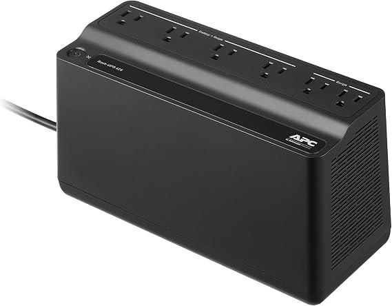 APC UPS 425VA/225W Battery Backup for Router, Small Electronics, BE425M | 425VA UPS backup battery, 15 minute runtime (@100W). Small UPS for Wi-Fi routers, modems & home electronics; surge protection