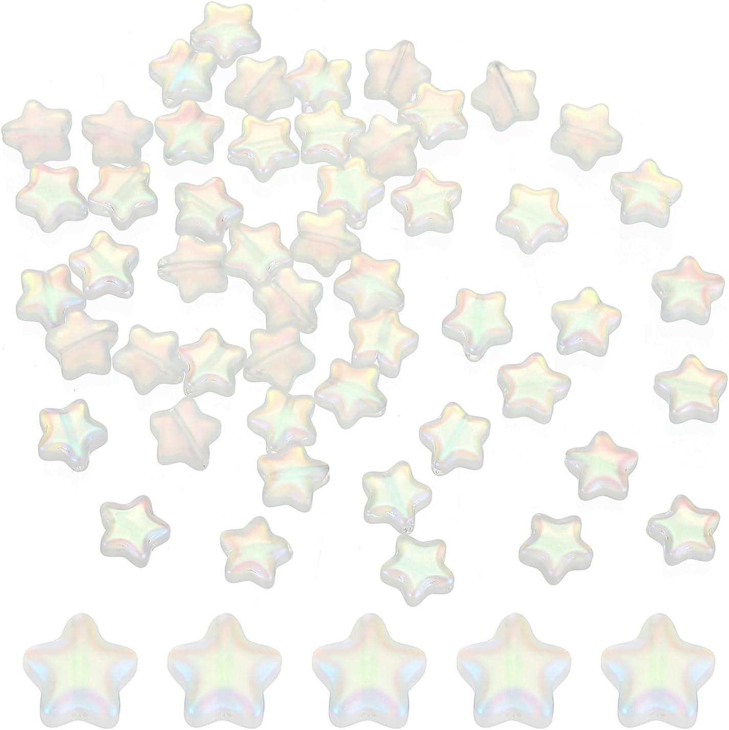 PATIKIL 8mm Crystal Star Beads, 100 Pcs Glass Spacers Bead Star Shaped Charm Pendants for Jewelry Making Bracelet Necklace DIY Crafts, Frosted AB Color