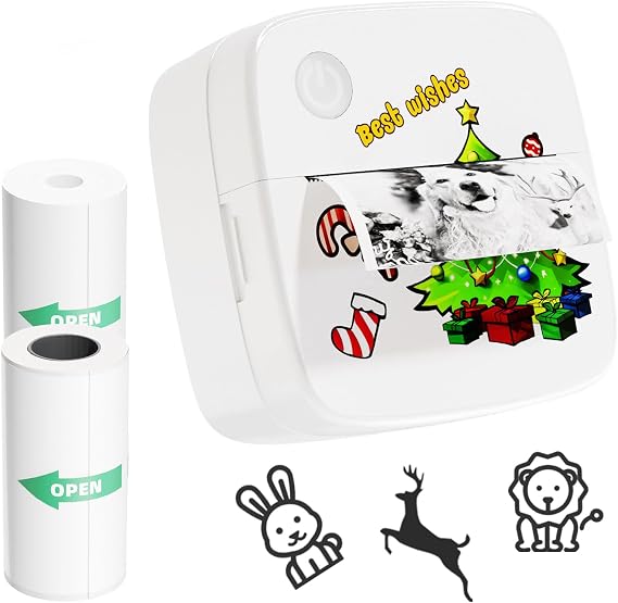 Sticker Printer, Mini Portable Sticker Maker Machine Thermal Pocket Printers, Inkless Note Printer, Bluetooth Label Printer for Study, Scrapbook, DIY Journal, Memo, Photos