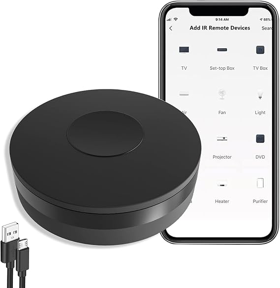 WiFi Smart IR Remote Controller Smart Home Infrared Universal Remote Blaster, One for All Control TV DVD CD AUD SAT Fan Air Conditioner, Compatible with Alexa and Google Home, No Hub Required
