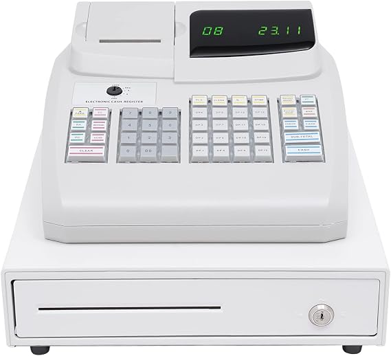 Cash Management System, Menu Based Control System Cash Register with Thermal Printer and Keys, 6 Digital LED Commercial Cash Register for Small Businesses