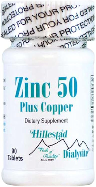 Dialyvite Zinc 50 Plus Copper - 90 Tablets - Supports Immune System and Prostate Health - Zinc Gluconate 50 mg with Copper Bisglycinate Chelate 1 mg