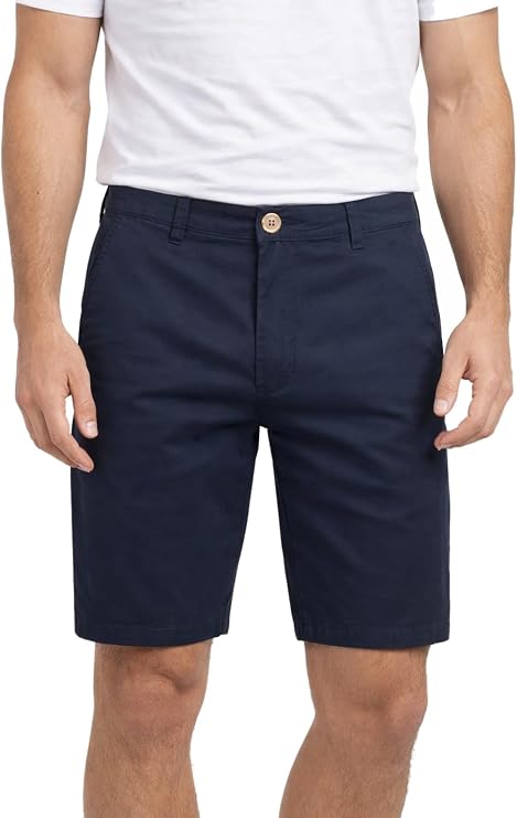 Xact Men's Chino Shorts Stretch Cotton Smart Tailored Regular Fit Zip Fly Flat Front Summer Golf Work Casual UK