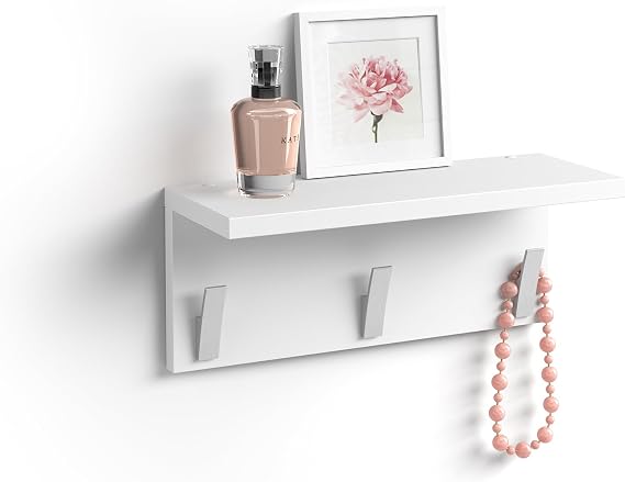 Mobili Fiver, Wall Coat Hanger, Rachele, 15.74 in, Matt White, Made in Italy