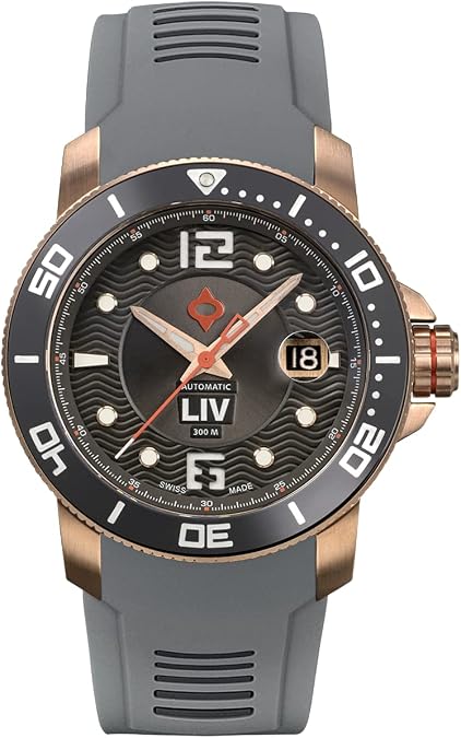 LIV GX-Diver's 44MM Swiss Automatic -1000 Ft Water Resistant - 316L SS - Unidirectional Ceramic Bezel - BGW9 Luminova - Scratch Resistant Sapphire Crystal - Dive Watches