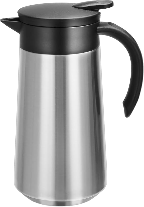 GearRoot 28oz Small Coffee Carafe Insulated Coffee Pot, Silver | Airpot Stainless Steel Vacuum Thermal Pot Flask for Coffee, Hot Water, Tea, Hot Beverage - Keep 9 Hours Hot, 18 Hours Cold