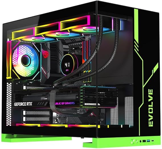 DIYPC IDX8-BK-ARGB Black USB3.0/ Type C Tempered Glass ATX Gaming Computer Case w/Dual Tempered Glass Panel and 4 x ARGB PWM Fans (Pre-Installed)