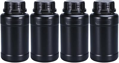 8oz250ml Plastic Food Grade Storage Bottles, Light-proof Wide Mouth HDPE Darkroom Chemical Reagent Sample Bottle Liquid Containers with Sealed Caps Black, 4 Pcs