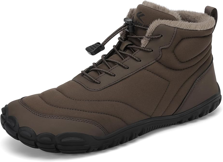 Men Women Barefoot Snow Boots, Fur Lined Wide Toe Box Zero Drop