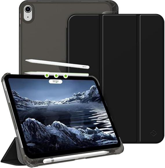 UnDePlus iPad Air 11inç M2/M3 2025-2024 ile uyumlu Kılıf Flip Cover Kalem Bölmeli PC Case Siyah