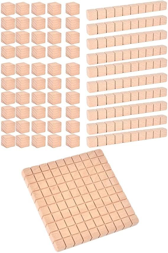 Gazechimp Montessori DIY Wooden Base Ten Blocks Math Manipulative Early Math Learning, Package B