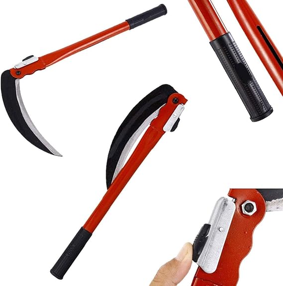 Carbon Stainless Steel Grass Lawn Gardening Farming Portable Safety Sickle