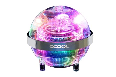 Alphacool Eisball Reservoir and D5 Pump Top, Digital RGB, Pump Not Included, Plexi | 22 Addressable RGB LEDs, Chrome-Plated Ring, Laing D5/VPP655/VPP755 Compatible