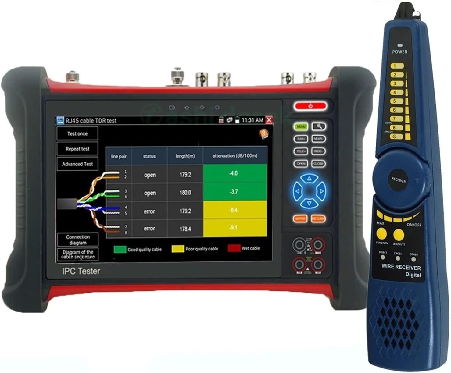 7 Inch IP Camera Tester Security CCTV Tester Monitor With SDITVIAHDCVI,Built In With In&Out RJ45 Cable TDR Test,One-Click DetectionX7-MOVTADHS