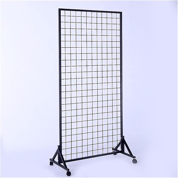 Gridwall Panel Tower, Grid Mesh, Floorstanding Display Stands with Wheel, Movable Home Shop Market Nursery Storage Rack, Partition Shopfitting Screen (Color : Black, Size : 80x100CM)