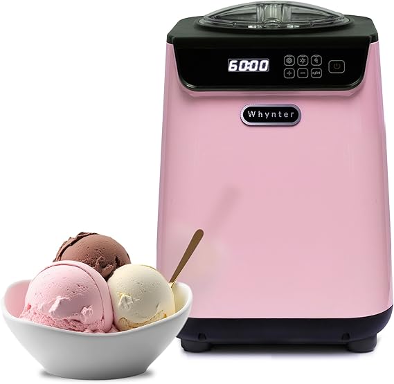 Whynter Ice Cream Maker with Compressor, 1.28 Qt, Black/Pink, ICM-128BPS
