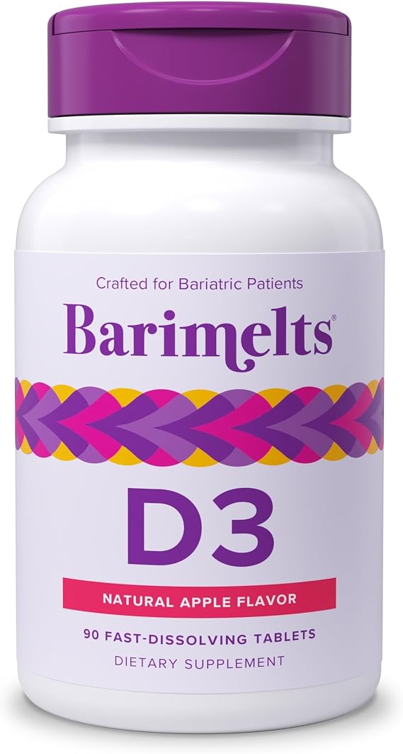 BariMelts Vitamin D3 5000 IU, 90 Fast-Dissolving Tablets (3-Month Supply), Bariatric Vitamins for Women, Natural Apple Flavor