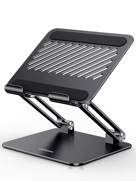 UGREEN Tablet Stand Holder for Desk Dual Rod Support Aluminum Tablet Holder Adjustable Multi-Angle Home Office Accessories Compatible with iPad Pro 13 12 11 10.5 Air Mini 5 4 3 2 Phone E-Reader Black