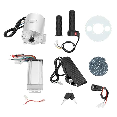 Brushless DC Motor 48-72V 3000W – 6000RPM High Speed Electric Motor with Controller & Foot Pedal Throttle, Brushless Motor Kit for E-Motorcycles Beach Bikes Go Karts