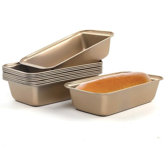 Bread Loaf Pan,10 Pack Nonstick Loaf Baking Pan 9.5 x 5 Inch Loaf Pan Homemade Bread Pan,long-lasting Baking Tin for Homemade Bread, Brownies & Pound Cakes - Kitchen Essential, Easy Release Gold