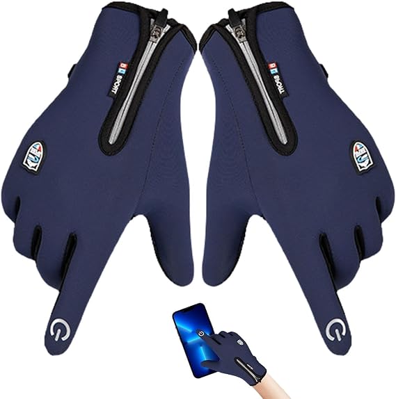 Touch Finger Gloves Zipper Winter Glove TouchScreen Glove | Soft Flannel Lining Touch Finger With Dot Silica Gel Palm Non-Slip Design, Support Almost All Mobile Gaming