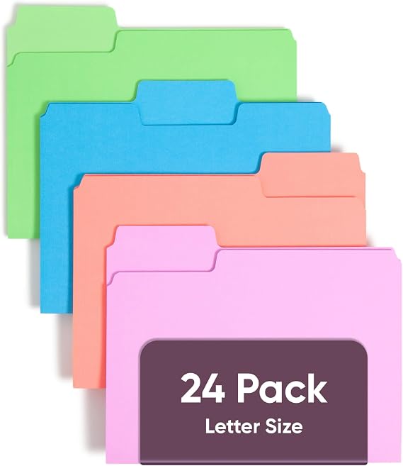 Smead SuperTab Dosya Klasörü, Büyük Boy 1/3 Kesim Tab, Mektup Boyutu, Çeşitli Parlak Renkler, Paket başına 24 (11957)