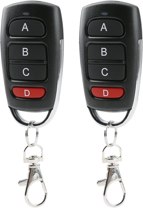 433mhz Universal Remote Garage Door Opener,2PCS Duplicator Replacement Garage Gate Electric Remote Control Key Fob Wireless Cloning for Gates Doors Control Keychain with Transmitter 4 Button