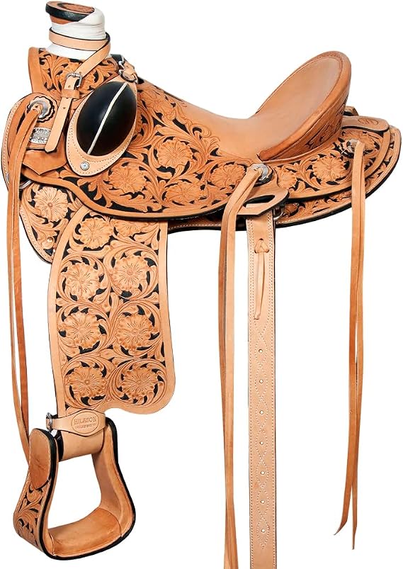 HILASON Western Horse Wade Saddle American Leather Ranch Roping Tan | Hand Tooled & for Horses