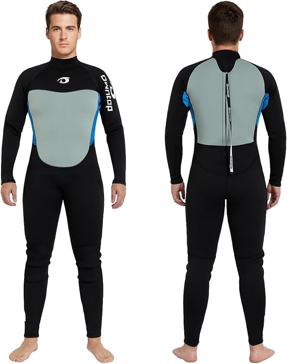 Owntop 5mm Wetsuit for Men | Full Length Winter Wetsuits | UV50+ Sun Protection Warm Wet Suit | 5/3mm Back Zip Diving Surfing Suit