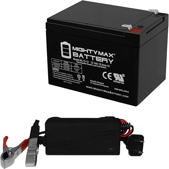 Mighty Max Battery 12V 12AH Replaces Pride Mobility Go-Go Ultra X 3-Wheel + 12V Charger