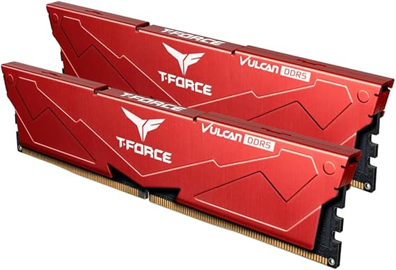 TEAMGROUP T-FORCE VULCAN DDR5 6400MHz 32GB 16GB x 2 pieces CL40 PC5-51200 Desktop Memory, Red, Compatible with Intel XMP3.0 / AMD EXPO, FLRD532G6400HC4 0BDC01
