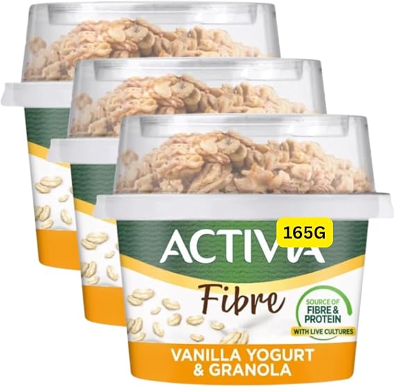 Vanilla & Granola Low Fat Gut Health Yoghurt Breakfast Pot 165g Activias (3x165g)