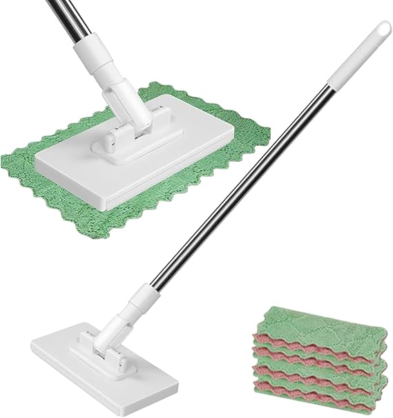 Disposables Dust Mop With 4 Reusable Cloths, Dust Mops For Cleaning Floors, Detachable Floor Wipes Cleaning Kit For Hardwood Window Kitchen Living Room