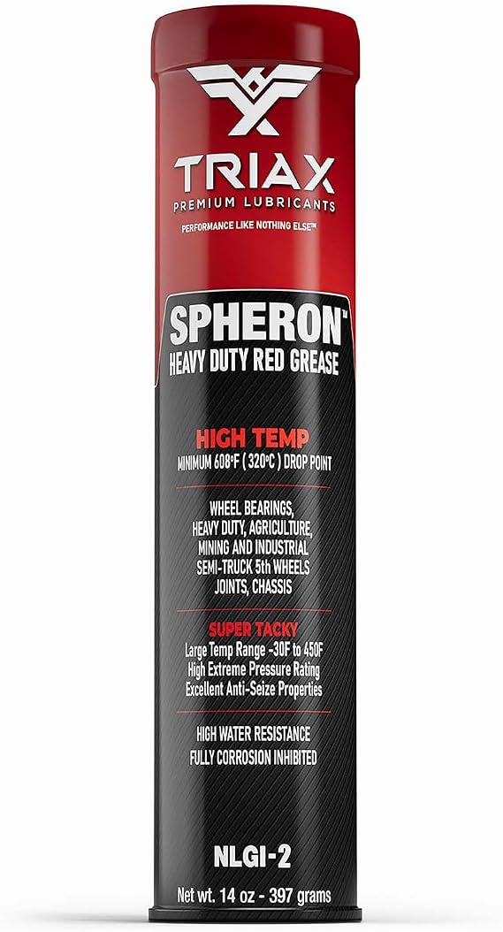 TRIAX Spheron High Temp Wheel Bearing Grease, Tacky Lithium Complex, Heavy Duty Waterproof (14 Oz Tube)